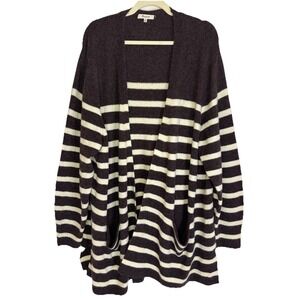 Madewell Cardigan Sweater Soft Cozy Long Open Front Wool Alpaca Pocket Stripe 3X